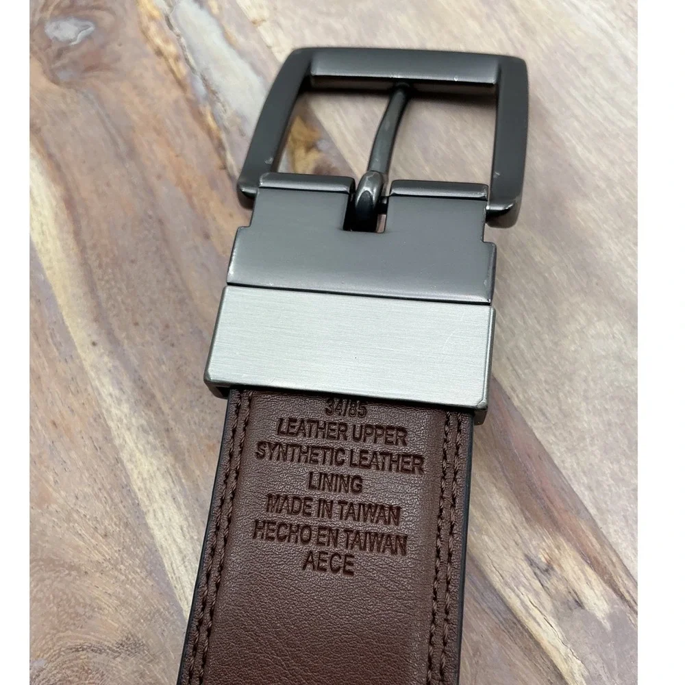 Dickies Mens‎ Reversible Belt Black Brown Leather Swivel Buckle Size 34